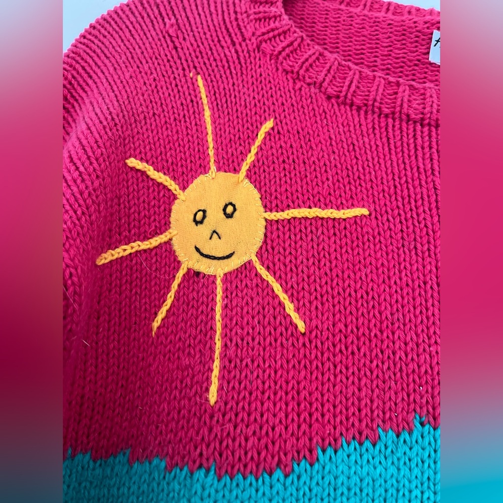 Vintage Cotton 3D Women's Red Tennis Scene Sweater Medium Large - Picture 8 of 14